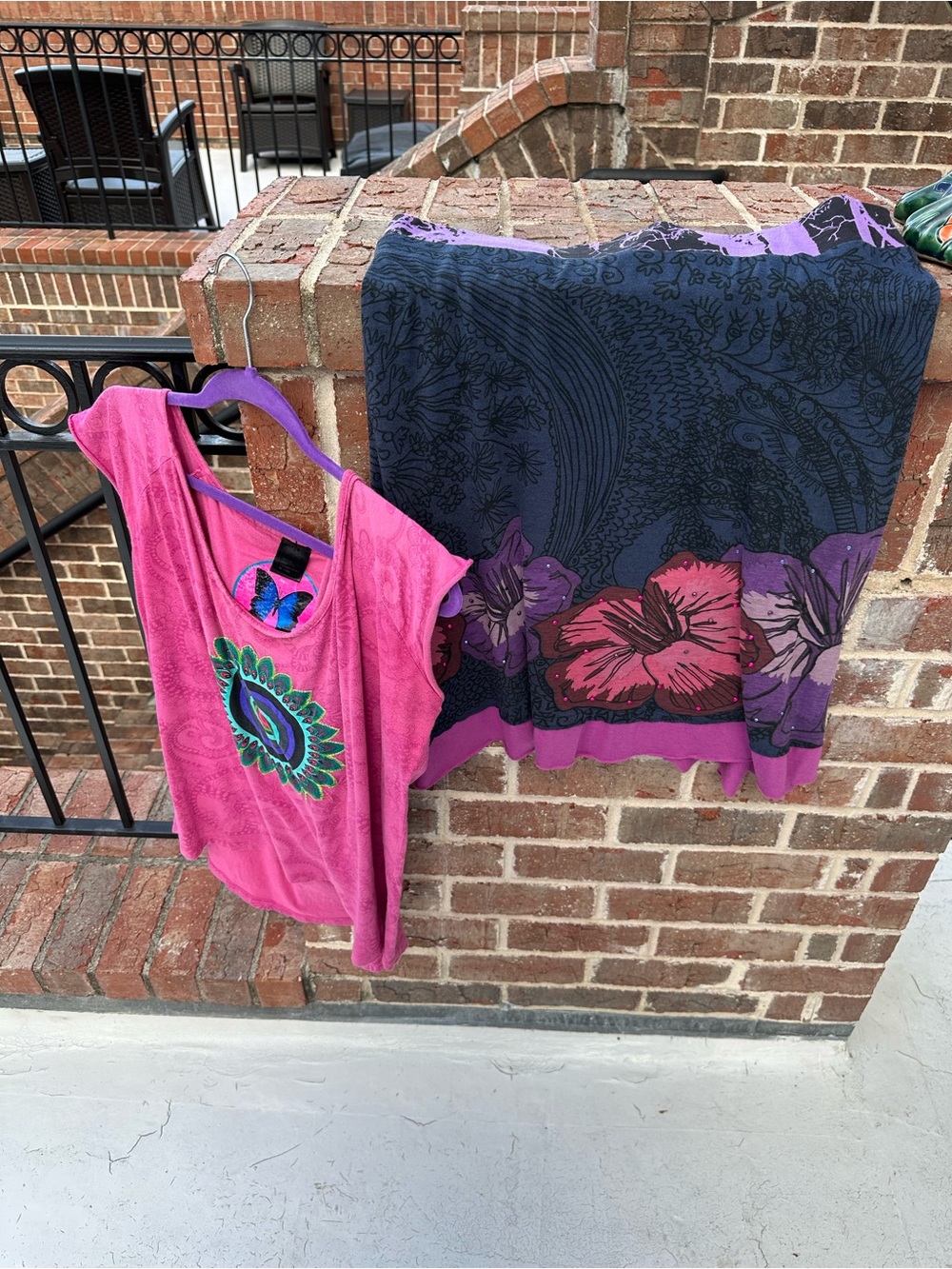 Desigual Pink and Purple Floral Skirt & top set. XL